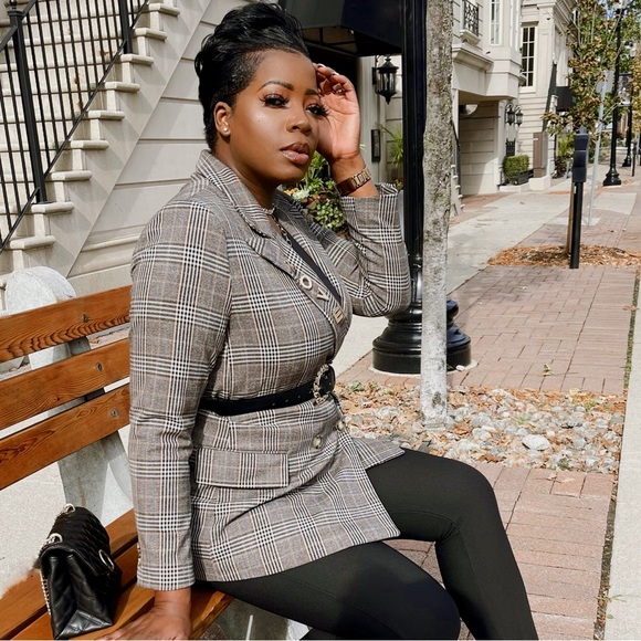 H&M Checkered Double Breasted Blazer - Picture 1 of 6